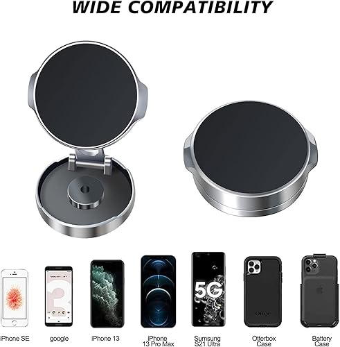 Miniatura 7 de Soporte magnético para teléfono de aleación de coche plegable magnético imán súper fuerte Soporte magnético para teléfono para automóvil, rotación