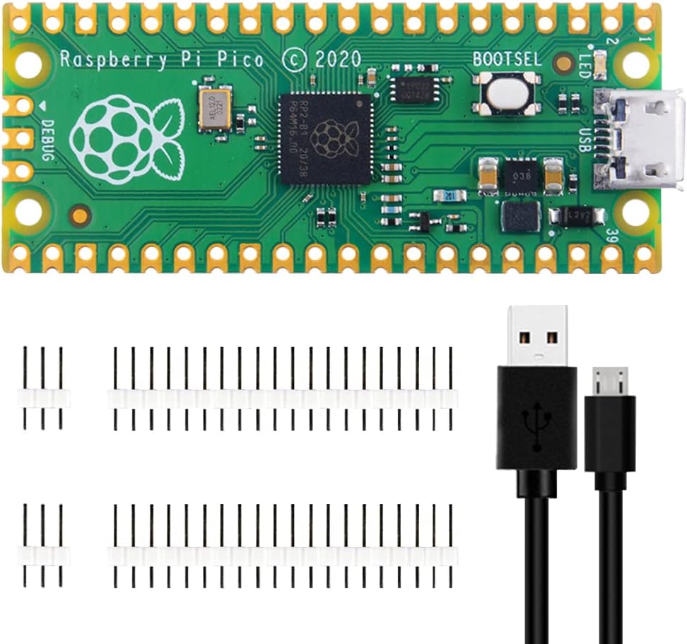 GeeekPi Raspberry Pi Pico Kit Flexible Microcontroller Mini Development Board,Based on The Raspberry Pi RP2040,Dual-Core ARM Cortex M0+ Processor,Running up to 133 MHz, Support C/C++ / Python