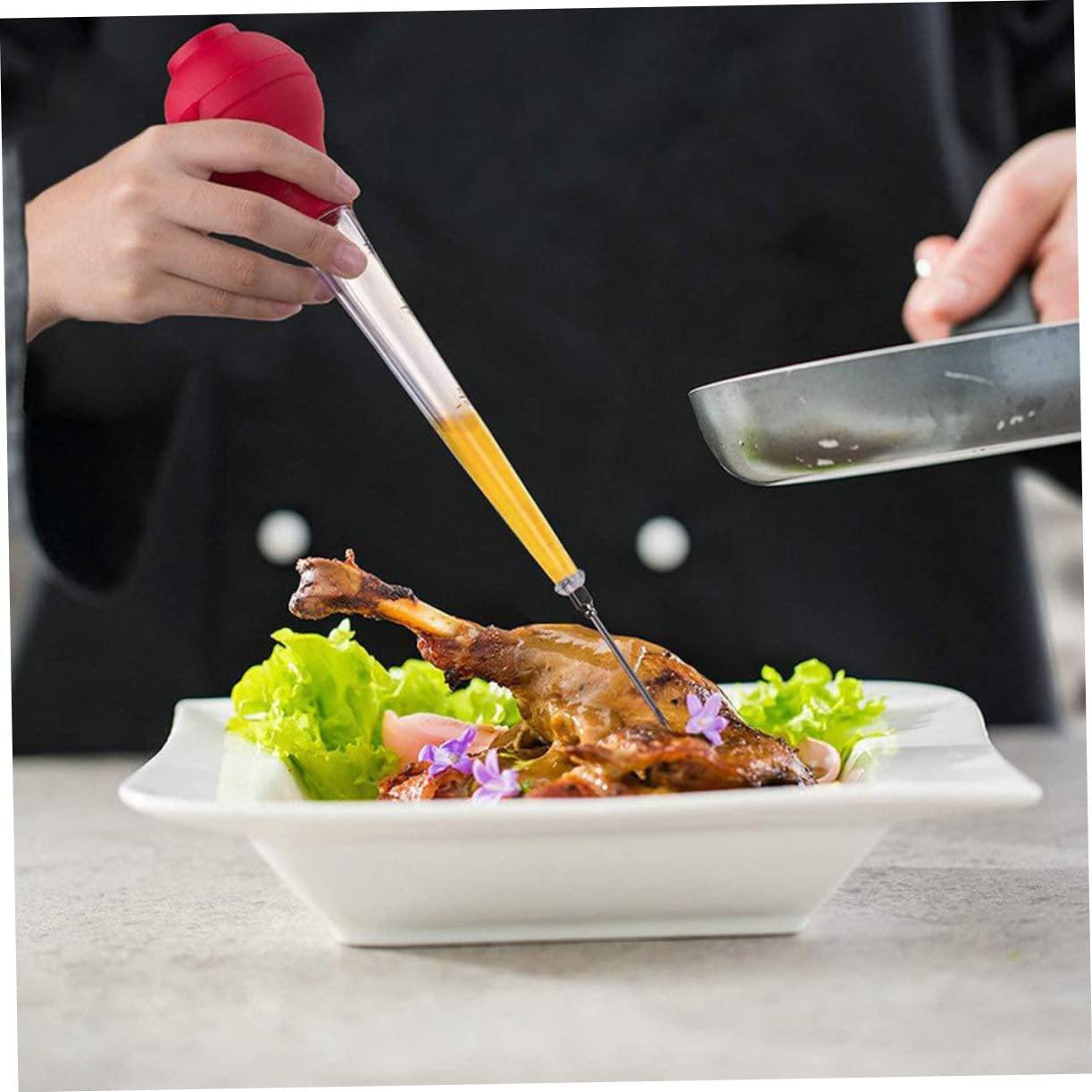 LABRIMP 1 Set Turkey Baster Seasoning Tubes with Cleaning Brush for Easy Gravy and Flavor Injection for Home and Restaurant Cooking Red