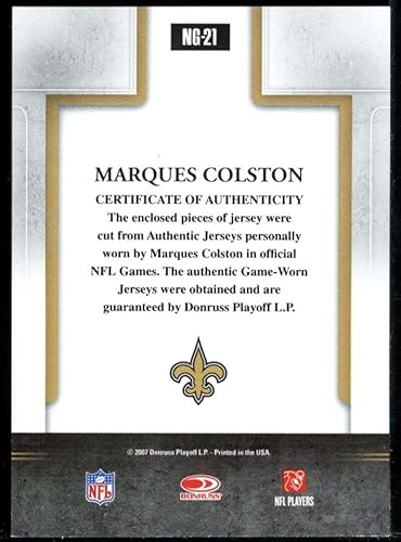 Miniatura 2 de Marques Colston Card 2007 Gridiron Gear Next Generation Jerseys Jumbo Swatch #21