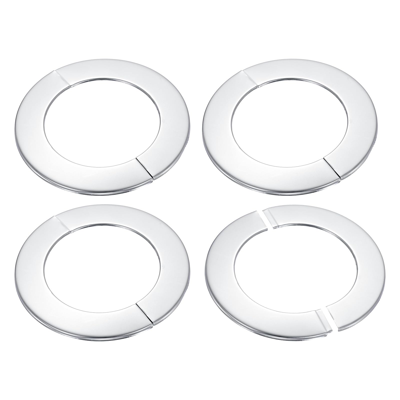sourcing map 4Pcs Wall Split Flange, 140mm x 5mm 304 Stainless Steel Round Escutcheon Plate, Self-Adhesive Plumbing Cover Plates for 91mm Dia. Pipes Universal Water Pipe Faucet Decoration — image 1