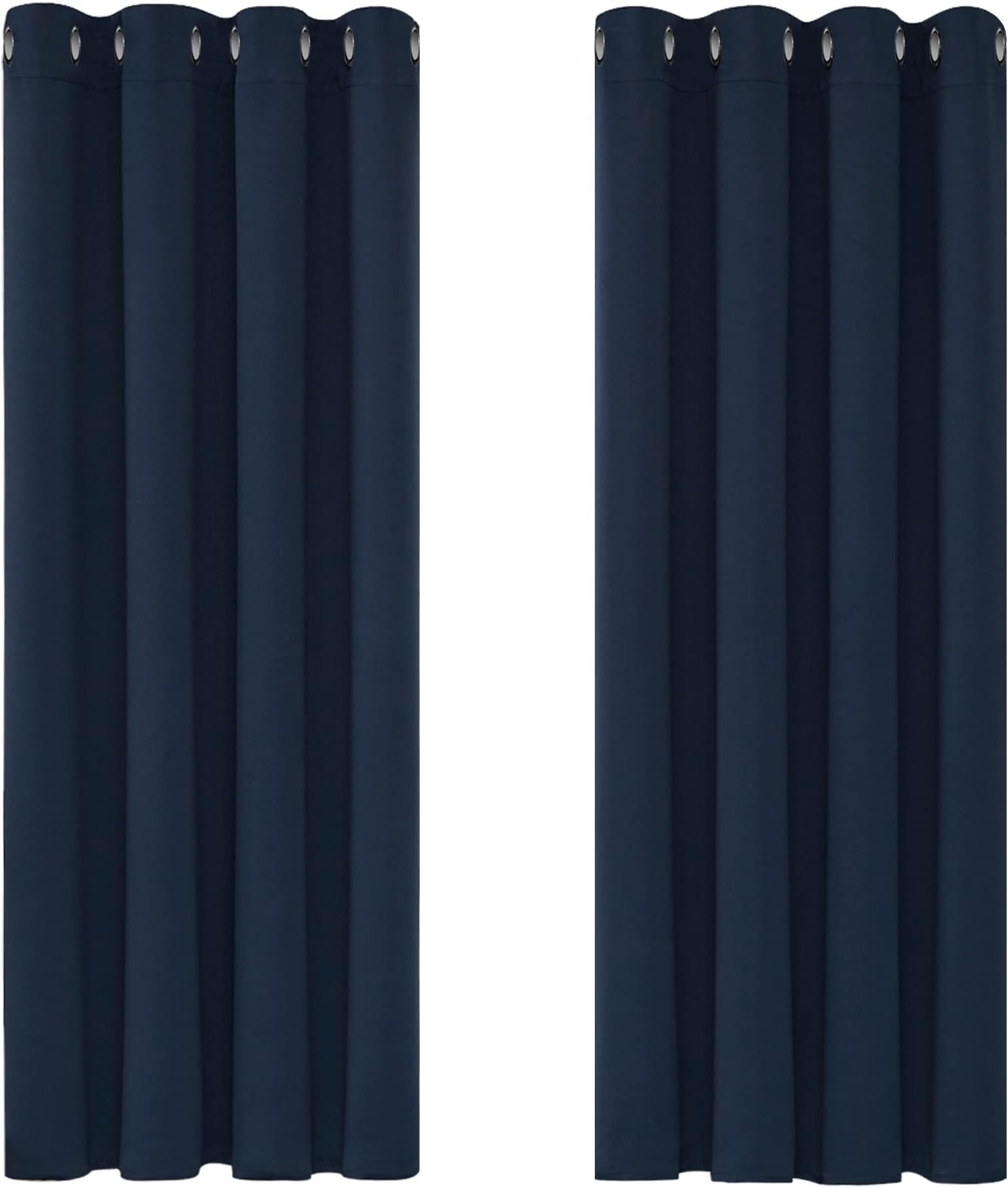 Deconovo Curtains for Living Room Solid Thermal Insulated Curtains Eyelet Blackout Curtains for Bedroom 46 x 54 Inch Navy Blue 1 Pair