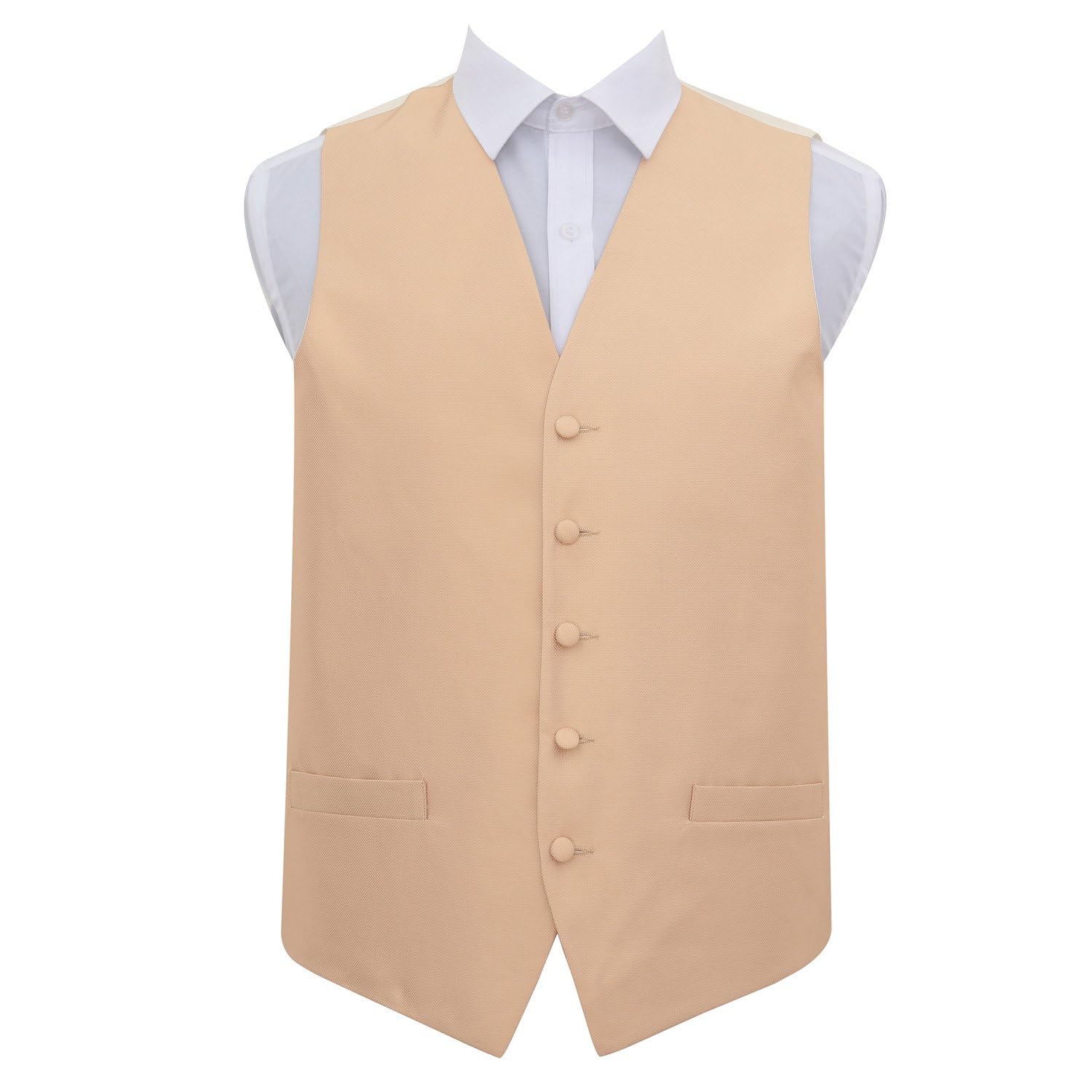 DQT Men’s Solid Check Wedding Waistcoat Vest – Groom Formal Suit – Champagne 50" (5XL)