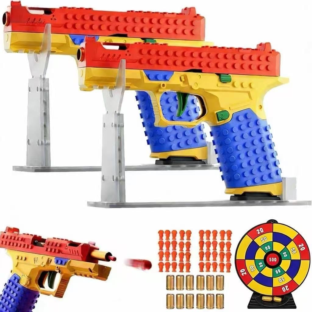 Tactical DIY Building Block Handle Set, Funny DIY Building Blocks Kit with Display Stand for Adults, Fun Assembly Toy with Reusable Parts, Full Creativity for Team Activities(2pcs+Accessory Package)