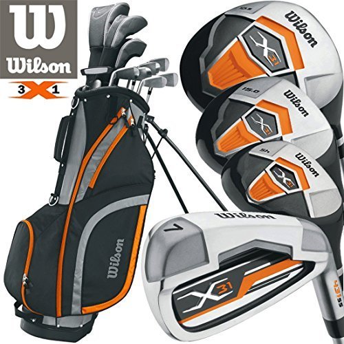 Wilson Mens X31 Golf Set + 1INCH LONGER NEW FOR 2018 GRAPHITE Shafted Irons & Graphite Shafted Woods FREE Umbrella & Society Tee Pack worh £24.00