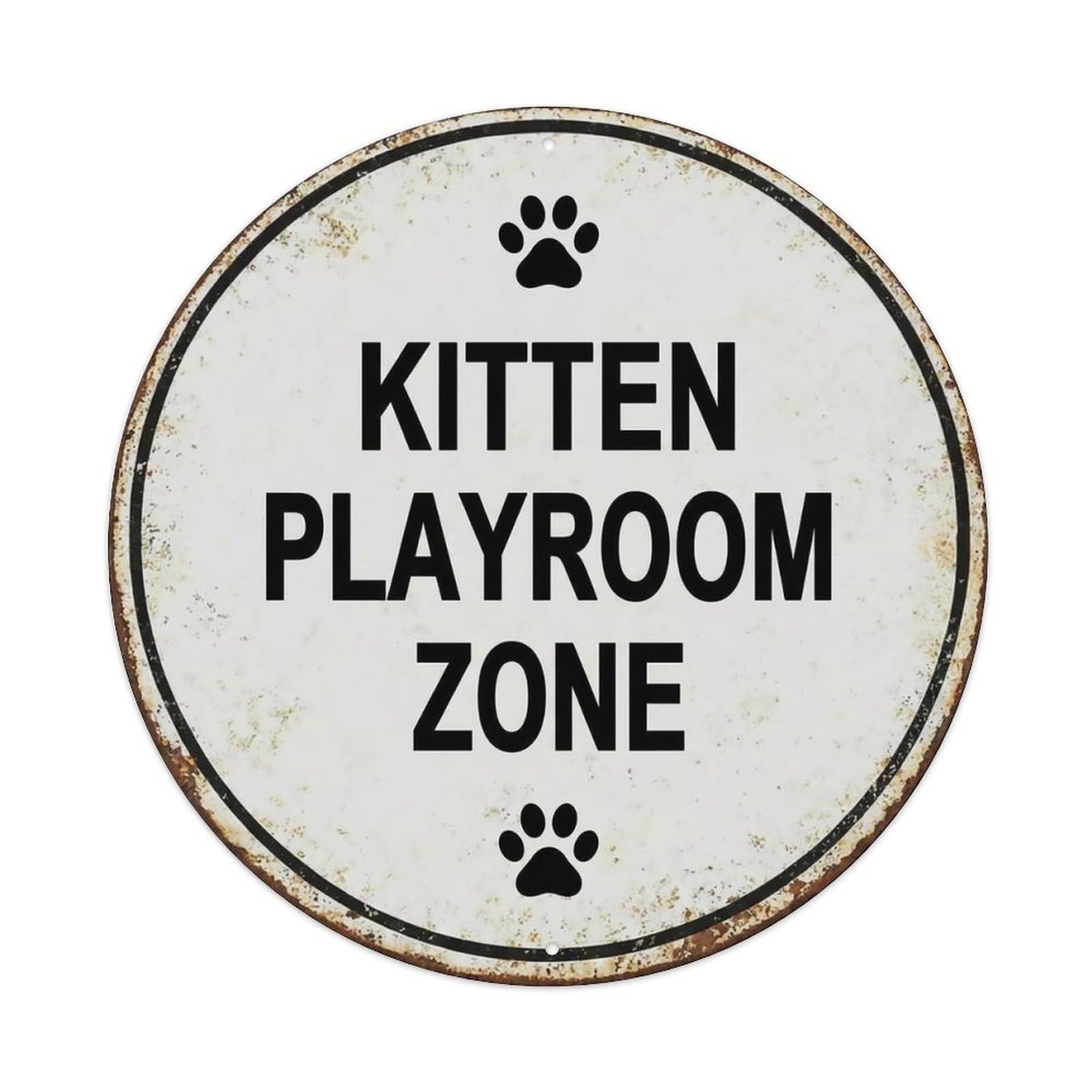 Vintage Kitten Playroom Zone Space Metal Tin Sign