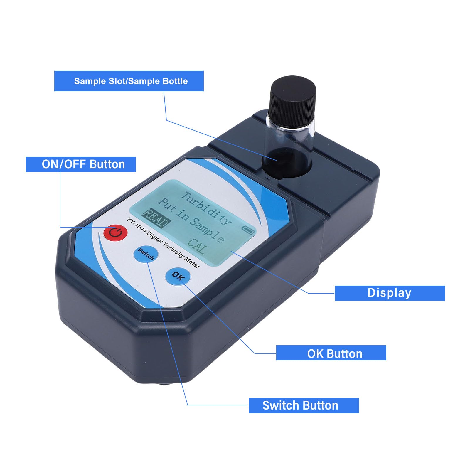 Yosoo Health Gear Medidor de Turbidez Portátil, Material ABS, Rango de Medición Preciso para Pruebas de Calidad del Agua en Laboratorios y Acuicultura