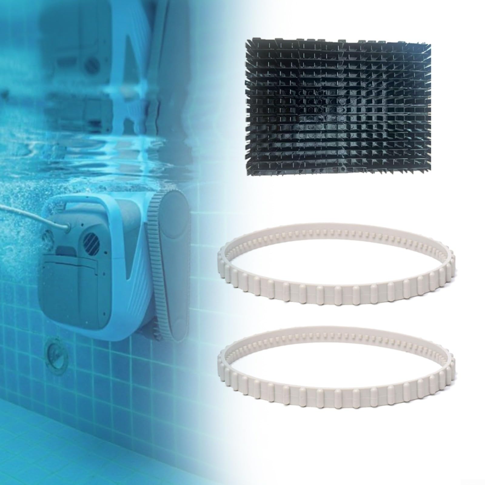 Kit de accesorios para limpiador de piscinas con 2 correas de transmisión suaves RCX23002 y cepillo de rodillo RCX26008, compatible con HAYWARD para SHARKVAC y para TIGERSHARK QC/Plus