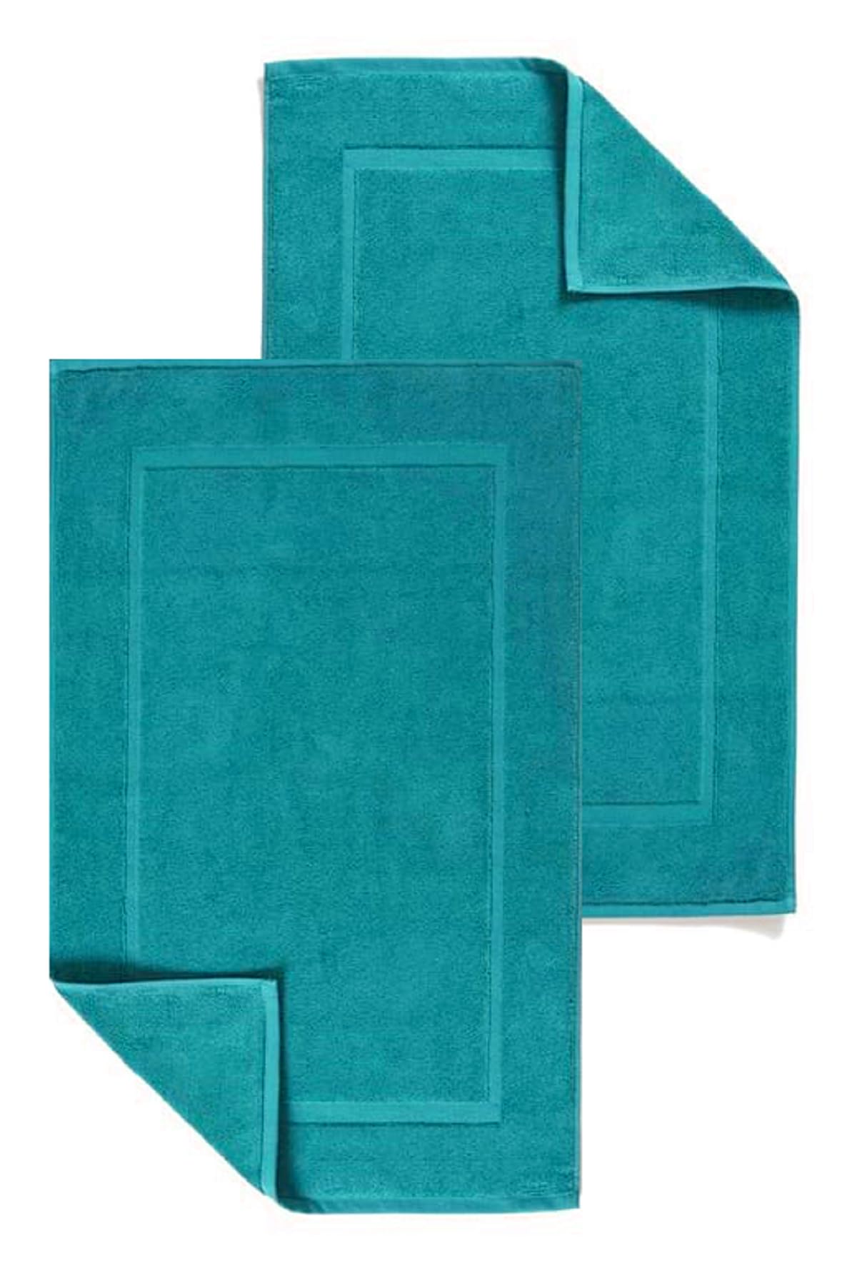 Textile Do 2 Piece Cotton Bath Mats Terry Toweling Bathroom Rugs 1000 GSM Super Soft and Absorbent Floor Mat, Bathroom Shower Mat Set (Cotton, Teal)
