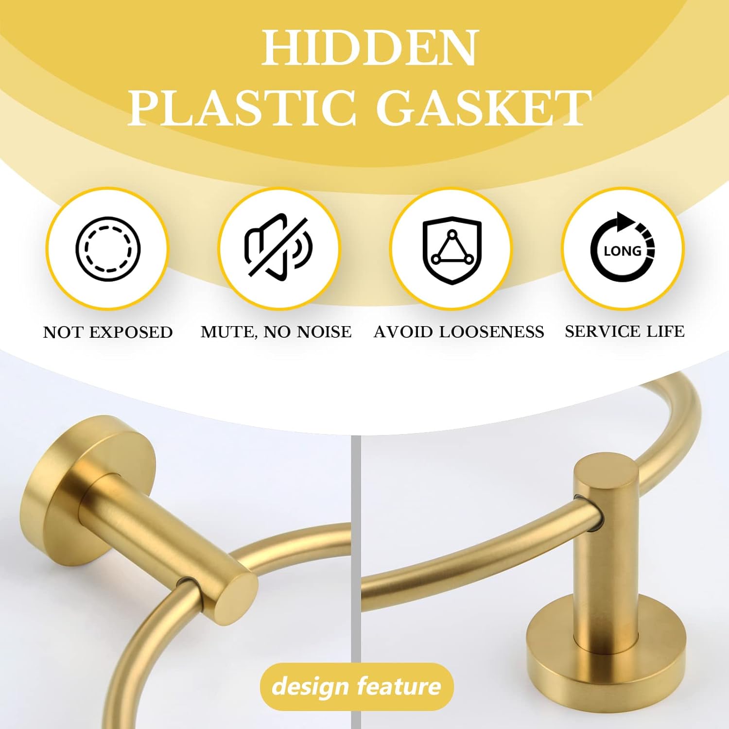 Hand Towel Ring Brushed Gold, APLusee SUS 304 Stainless Steel Round Towel Holder for Contemporary Bathroom Toilet Kitchen Storage, Wall Mounted : Tools & Home Improvement