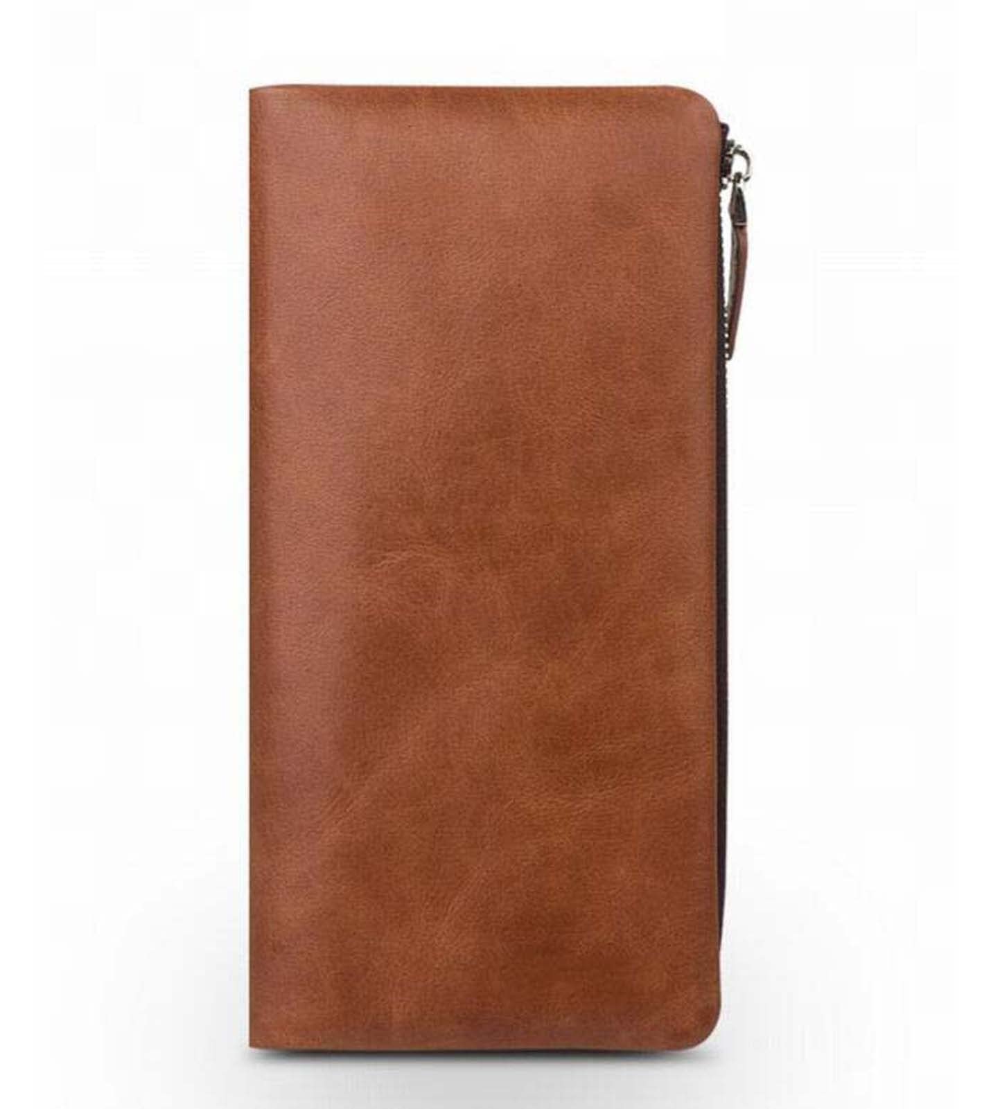 EEKUY First Layer Cowhide Clutch Wallet, Leather Long Purse Card Holder Holds Bank Card Photos Cash 