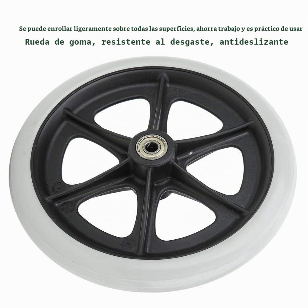 Ruedas Delanteras para Silla de Ruedas 8 Pulgadas Rodamiento 608ZZ - Rueda de Goma Carga Máxima 120 kg, Rueda Frontal Antideslizante para Silla de Ruedas de Repuesto, Fácil Instala