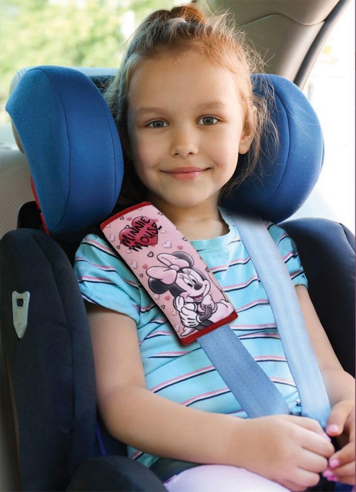 Correa de cinturón de coche rosa de Minnie Mouse, cierre de velcro