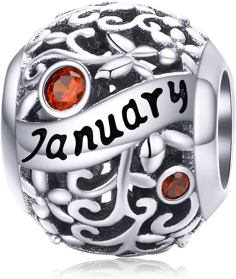 January 925 Sterling Silver Original Birthstone Charms fit Pandora Bracelets Necklace Perfect Jewelry Birthday Loved Beads Gift for Women Girls Mom Daughter