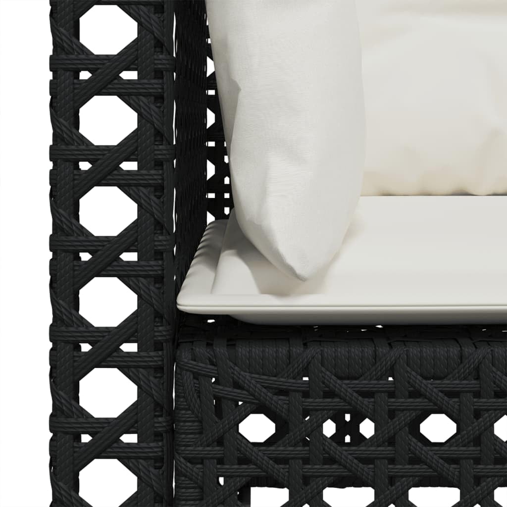 Gecheer Divano da Giardino a 3 Posti con Cuscini Nero in Polyrattan,Salotto da Giardino,Salotto da Esterno-PLC345