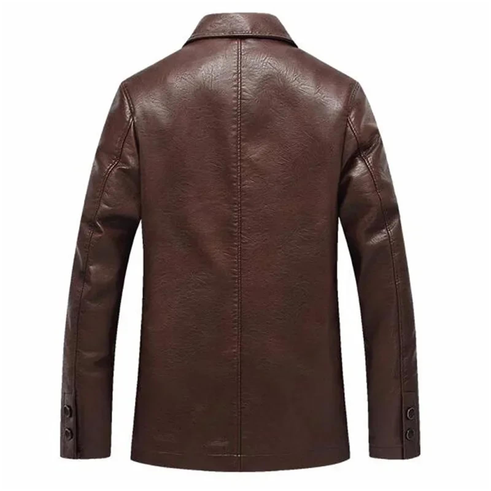 Giacca Uomo Giacca in Pelle Morbida PU Maschile Business Giacca di Pelle Autunno Inverno Casual Tinta Unita Sottile Cappotto Abbigliamento Maschile,Marrone,S