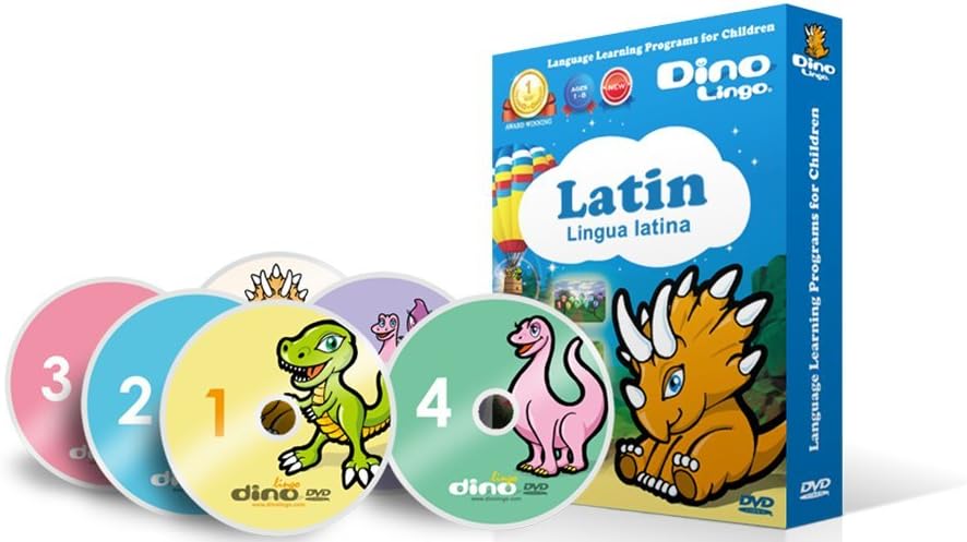 Dino Lingo Latin DVDs for Children - Learn Latin for Kids DVD Set (5 DVDs)