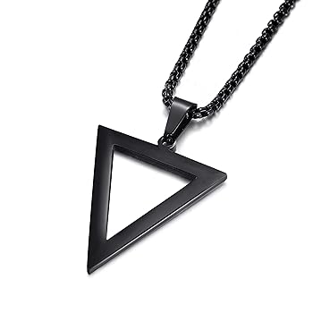三角形ペンダント ネックレス ブラック Amazon.co.jp: ステンレススチール 幾何学ペンダント 逆三角形