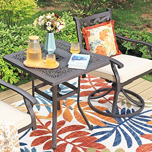 Sophia & William Cast Aluminium Patio Bistro Bar Table Square With 1.97" Umbrella Hole, Premium Bronze Outdoor Dining Table For Porch Balcony Backyard, 27.5" L X 27.5" W X 29.1" H #TOP6