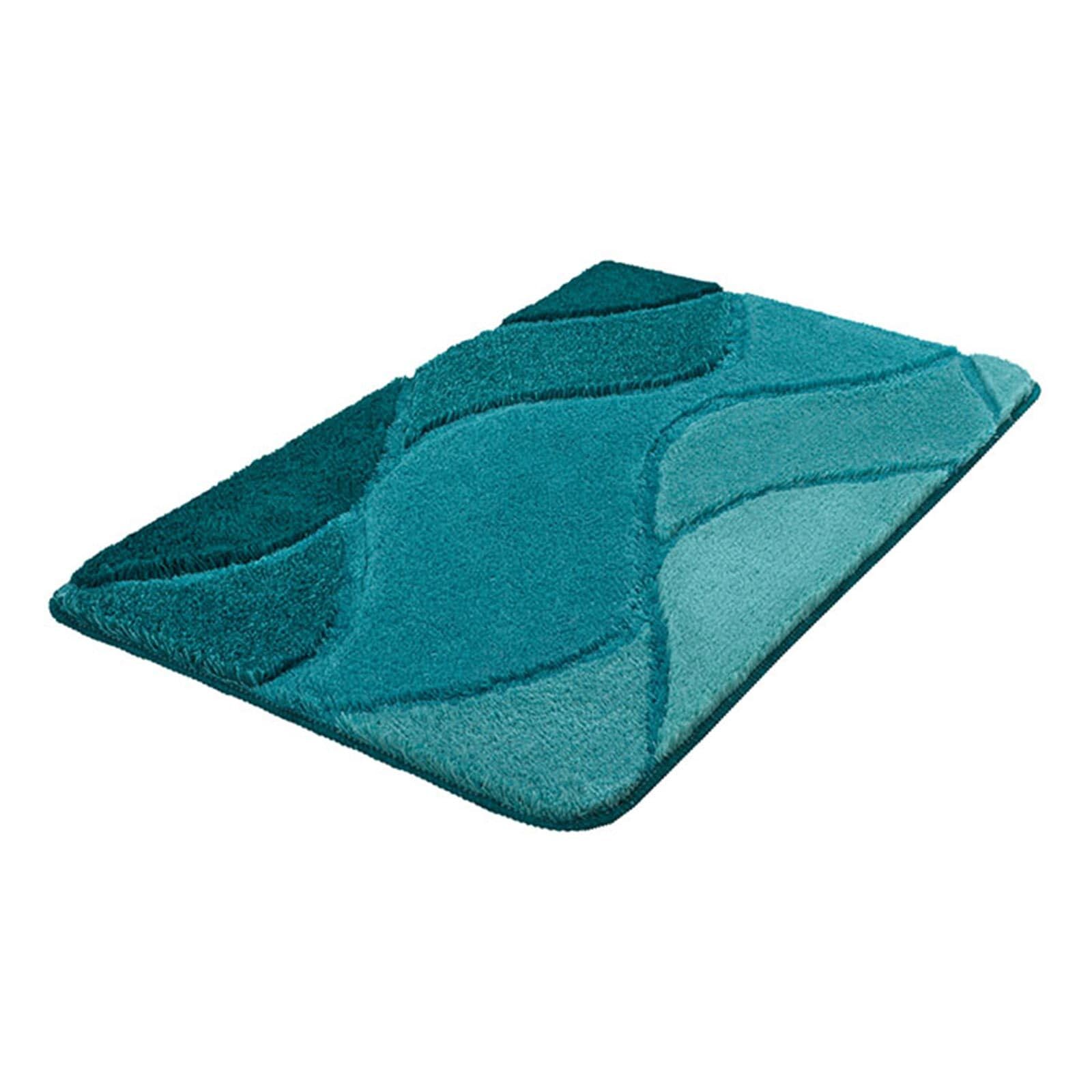 Kleine Wolke Badteppich Fiona Petrol 70 x 120 cm | OEKO-TEX zertifiziert, rutschhemmende Unterseite, für Fußbodenheizung, maschinenwaschbar, 100% Polyacryl