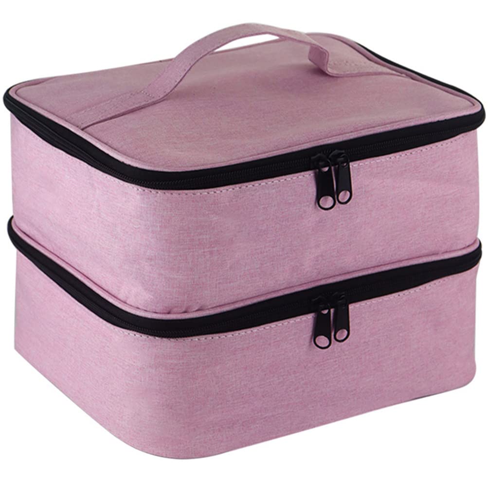 Borsa Cosmetica Viaggio Rosa in Nailon, Comoda e Pratica | Trousse da Viaggio Donna, Formato Portatile Zip, per Trucchi e Accessori