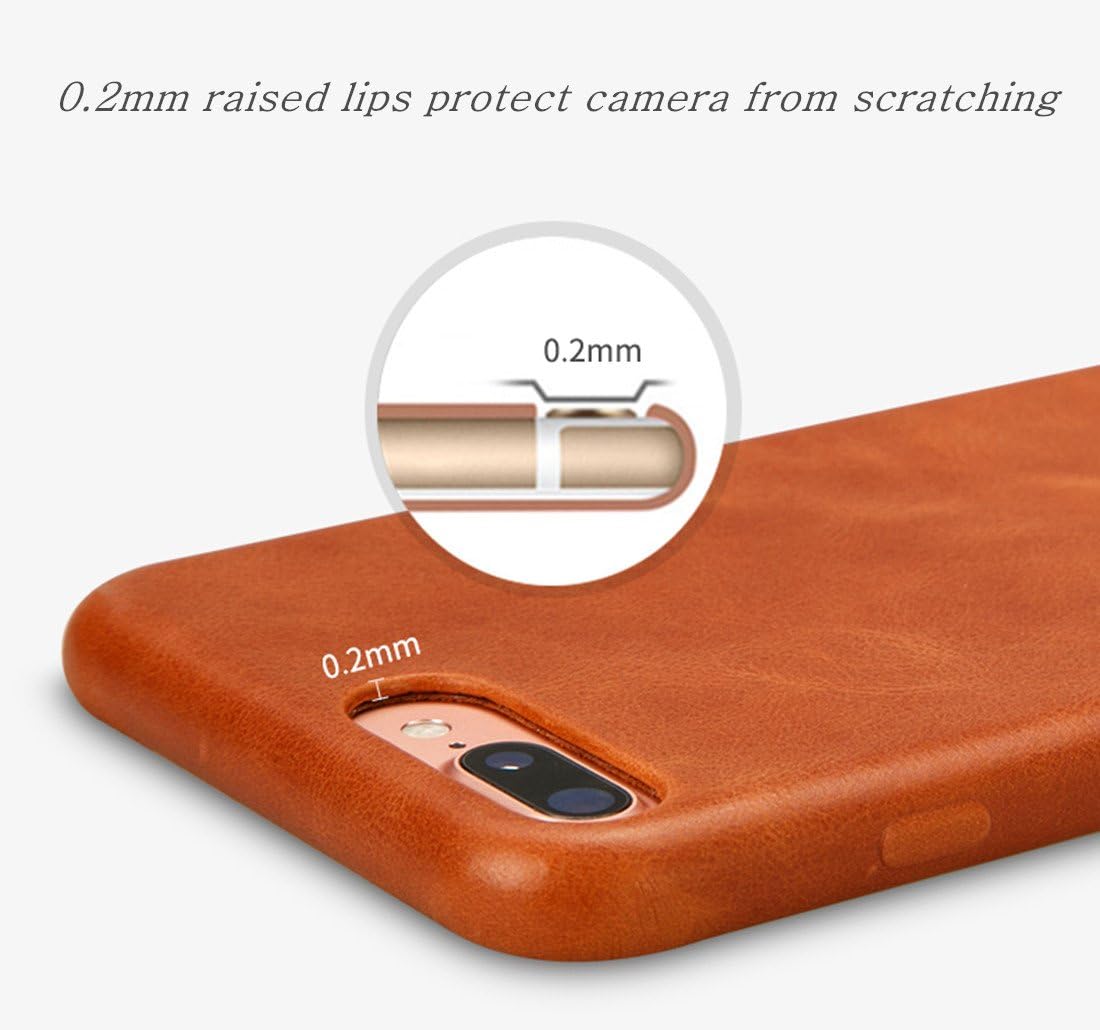 JISONCASE Compatible iPhone 8 Plus Leather Case iPhone 7 Plus Case Slim Back Cover Snap Grip Case for Apple iPhone 7 Plus / 8 Plus 5.5 inches, Brown (TC-I8L-04A20)