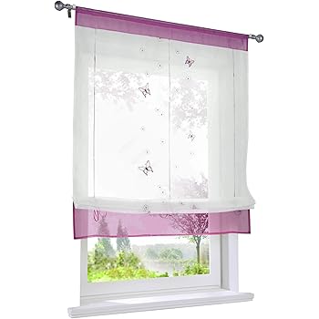 Yujiao Mao Eule Druck Transparent Voile Raffrollo Tunnelzug Rollos