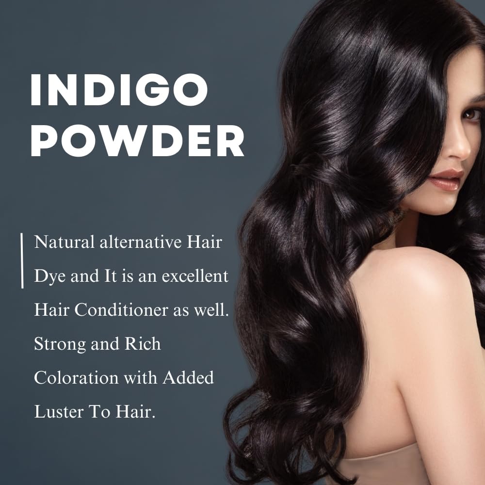 Indigo Powder for Hair Color/Beard Dye by Hebhac Herbs | Natural Indigo Hair Color for Black & Dark Hair | Indigofera Tinctoria | 3.5oz (100g) Natural Hair Dye Powder