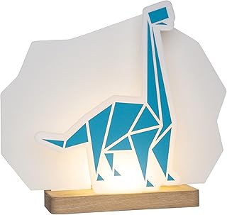 Elobra Lámpara de habitación infantil para niños, Dinopoly, dinosaurio, lámpara de mesa, lámpara de mesa LED, lámpara de mesita de noche para habitación infantil y habitación de bebé, azul