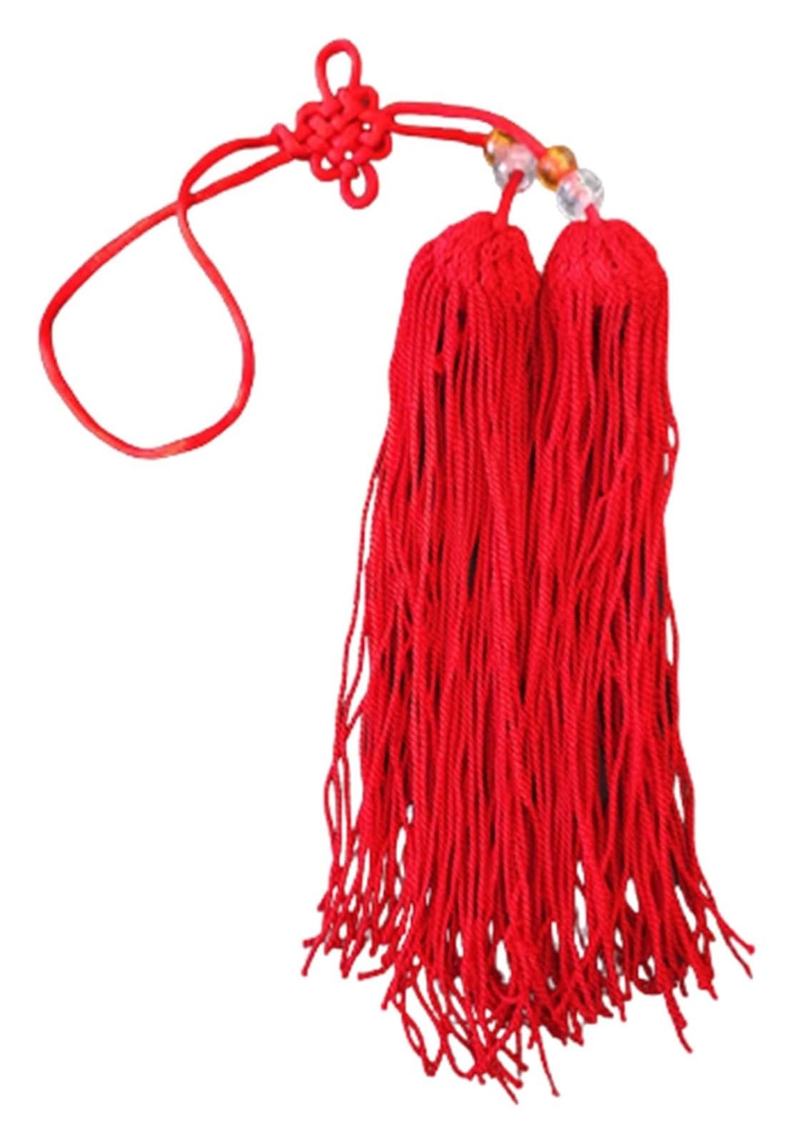 Handmade Silk Chinese Knot Sword Tassel With Beads For Tai Chi Martial Arts Red