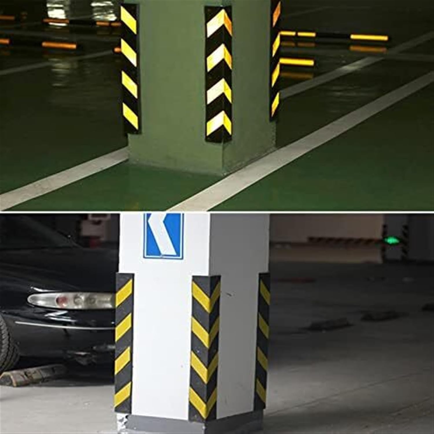 Garage Wall Protector,Car Parking Protector,Rubber Column for Parking Garages,Reflective Ground Floor Garage Protection Wall Corner Guards,0.8cm Thick, 1pcs 80cm, Yellow