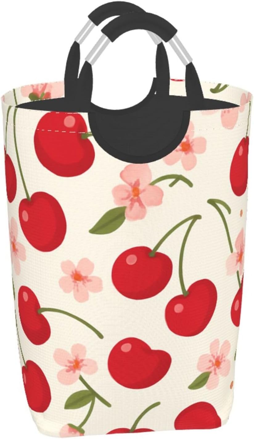 50l Laundry Basket Cherry Sakura Blossom Waterproof Laundry Hamper Foldable Clothes Laundry Bag With Handles