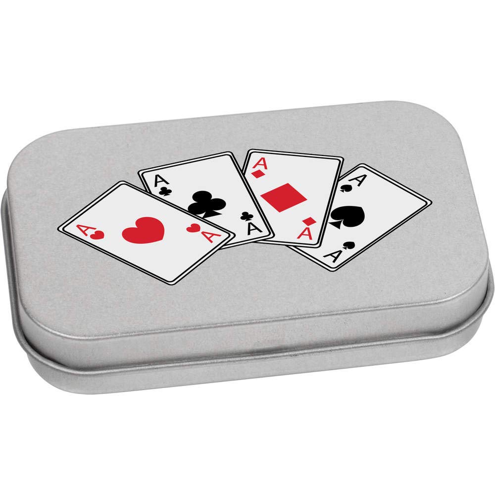 Azeeda 80mm 'Aces Playing Cards' Metal Hinged Tin/Storage Box (TT00147349)