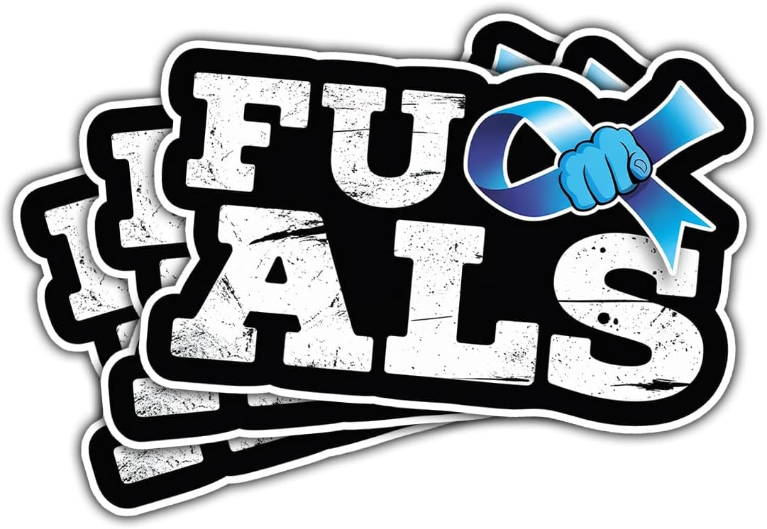 Amazon.com: (3 Pcs) Fuck ALS Sticker – Blue Ribbon Vinyl Decal for ALS ...