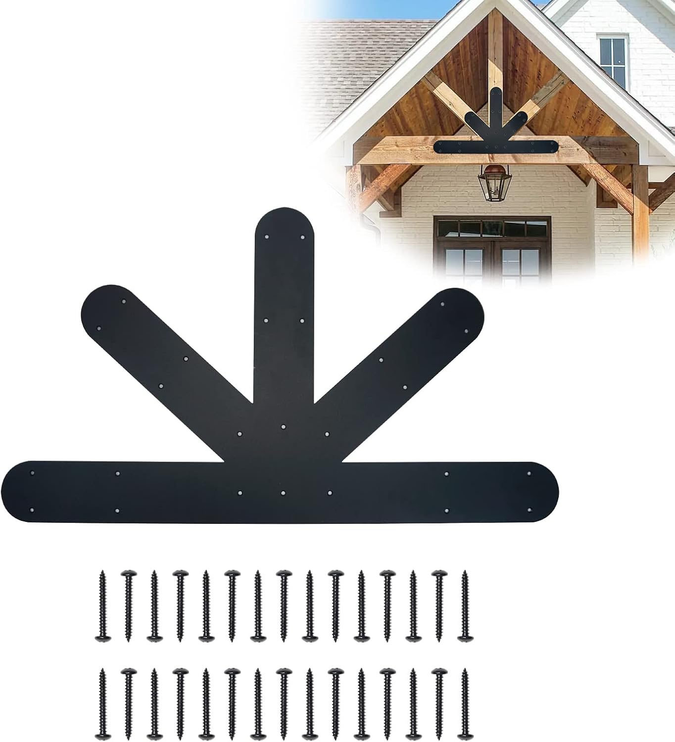 ITeVe.GD Gable Plate, Black PowderCoated Truss Connector Plates, 1212 Pitch Gable Bracket, 4