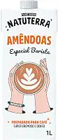 Bebida Vegetal Barista de Amêndoas Natuterra 1L Leite Vegetal de Amêndoas | Bebida de amêndoas sem adição de açúcar, sem lactose, sem colesterol, sem glúten e livre de soja, baixo em calorias | 100% plant based