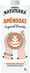 Bebida Vegetal Barista de Amêndoas Natuterra 1L Leite Vegetal de Amêndoas | Bebida de amêndoas sem adição de açúcar, sem lactose, sem colesterol, sem glúten e livre de soja, baixo em calorias | 100% plant based