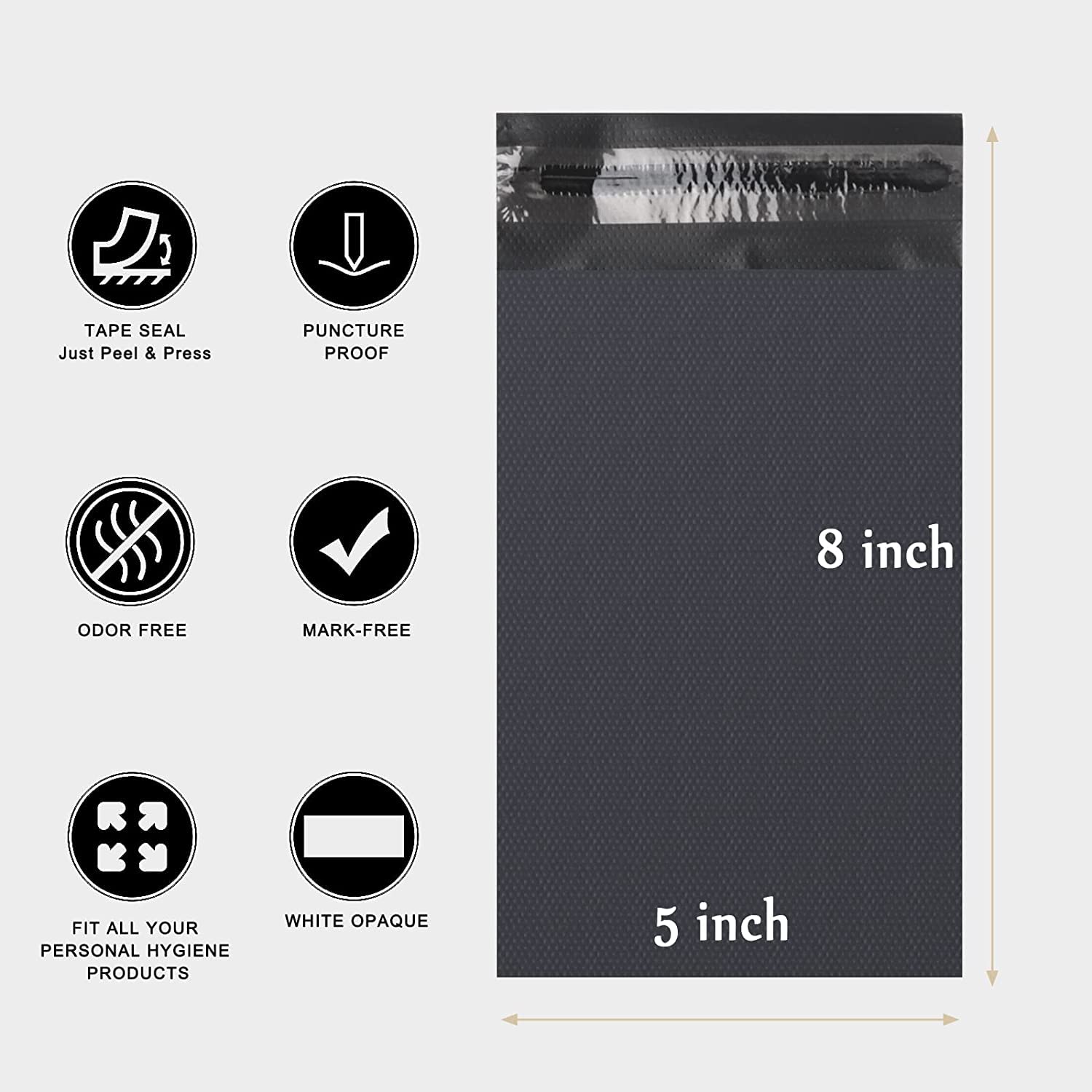Sanitary Napkin Disposal Bags, Feminine Personal Disposal Bags, 200pcs Grey Opaque Bags and 2pcs Pink Sanitary Napkin Storage Bags for Sanitary Disposal, Tampons, Pads, and Liners