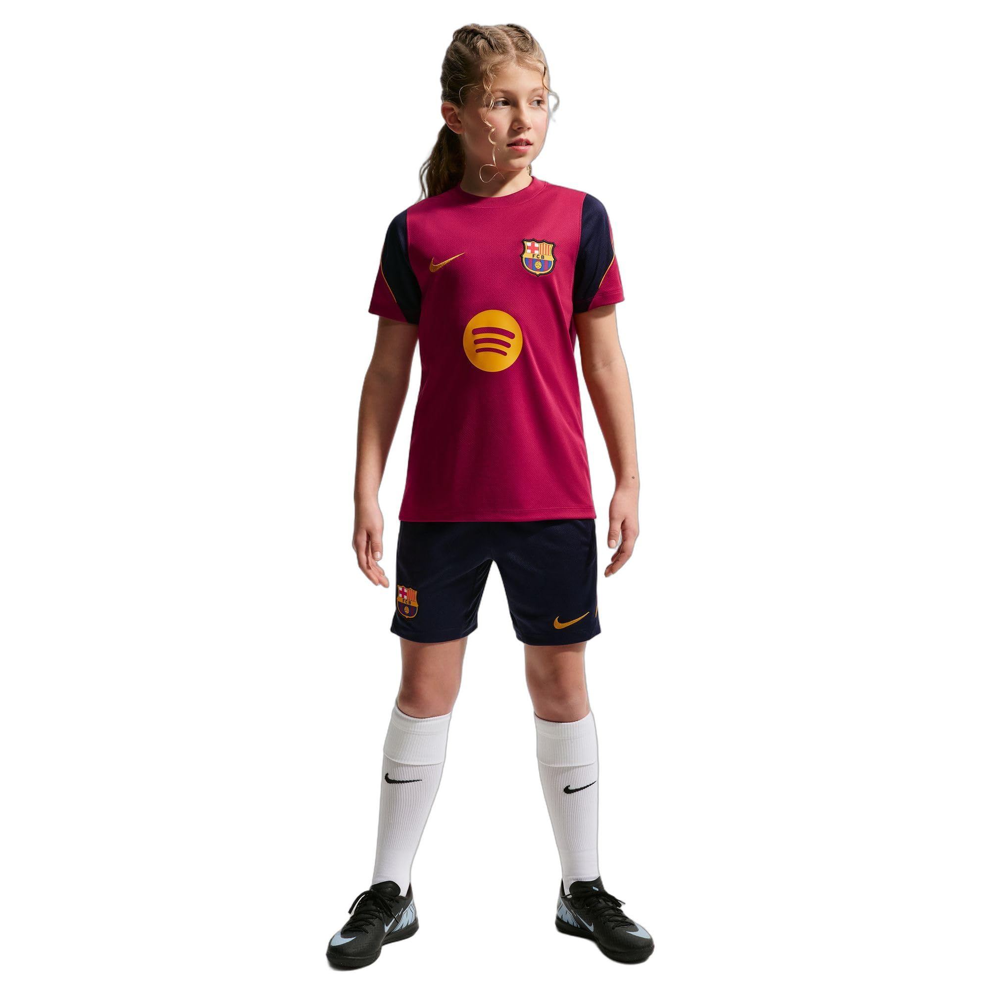 Fc Barcelona Strike Nike Dri-Fit II3237-621, koszulka piłkarska z krótkim rękawem, dla starszych dzieci, czerwony (Noble Red/Blackened Blue/Mineral Yellow), rozmiar M