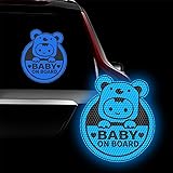 Leniutor Baby On Board Sticker for Cars, Cute Koala High Intensity Reflective Waterproof Vinyl Car Decal Kids in Car Safety Sign for Car Window Bumper Sticker 6'x7' (Blue)