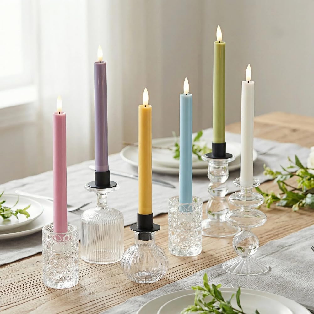 Simplelight flammenlose Spitzkerzen mit Fernbedienung, batteriebetriebene Kerzen, LED-Kerzen, Oster-LED-Kerzen, batteriebetrieben, 6 Stück, H: 22,9 cm (mehrfarbig)