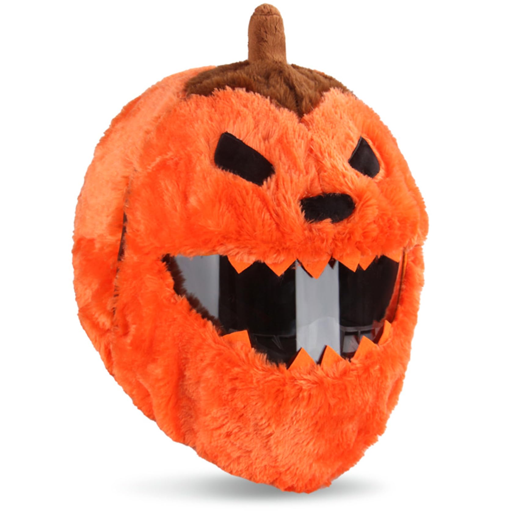 MOUNTTU Motorcycle Helmet Covers, Halloween Evil Pumpkin Plush Helmet Cover Motorcycle, Decorative Funny Cartoon No Blocking Vision for Riding, Parties Cover Helmets