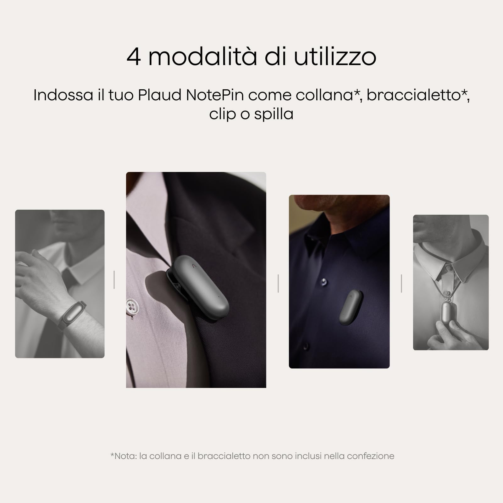 Plaud NotePin Registratore Vocale AI Professionale Audio Digitale Trascrivi Riassumi Tecnologia AI,Team Plan, Appunti Trascrizione Riepilogo per Riunioni Lezioni Colloqui, Grigio