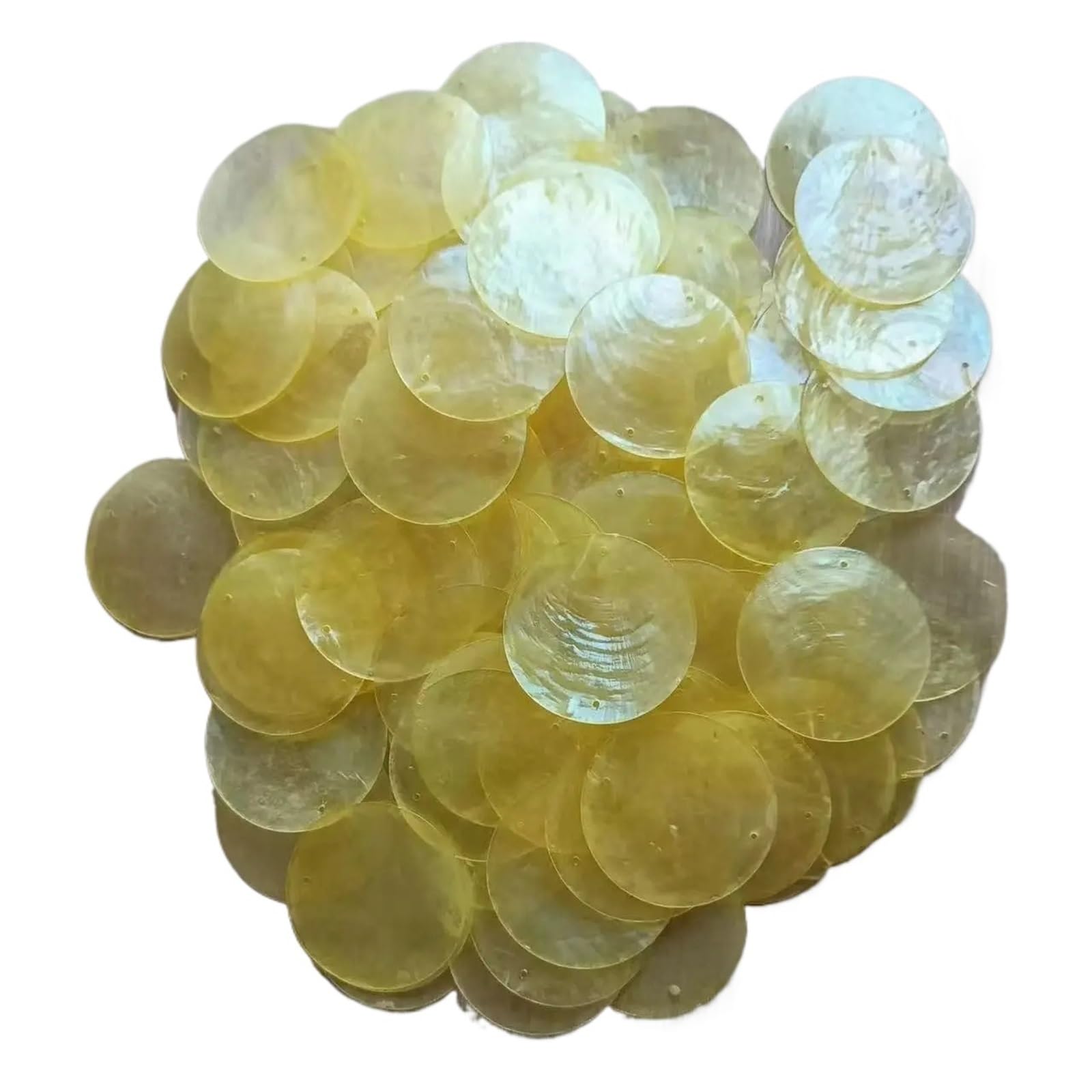 5cm DIY White Shell With Two Holes Sea Bulk Shells For Decor Wind Chimes Crafts Jewellery(Yellow 50pcs)