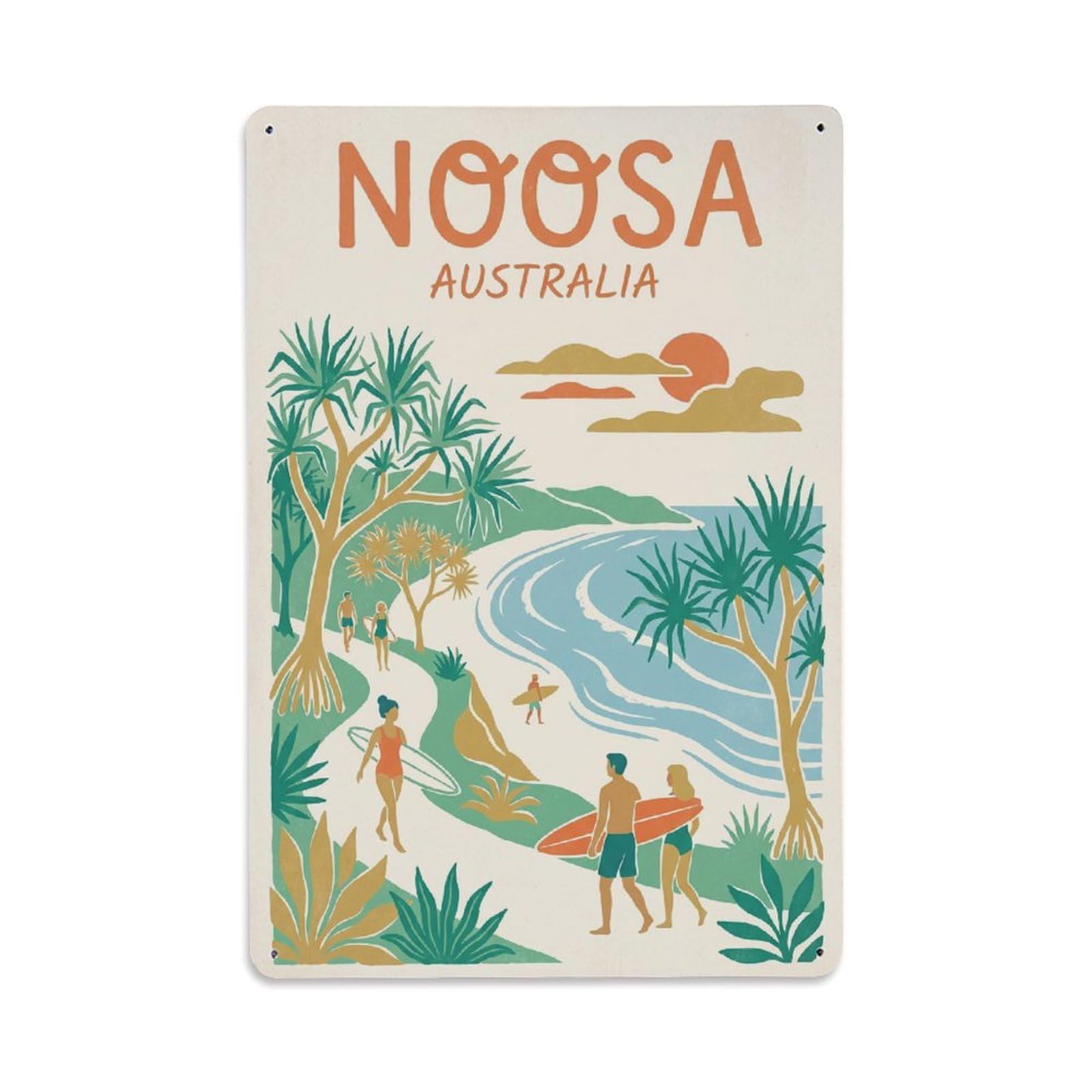 Australia Noosa Retro Travel Metal Tin Sign Plaque Wall Decor for Cafe, Club Bar, Office, Garden Metal Poster 8x12Inch