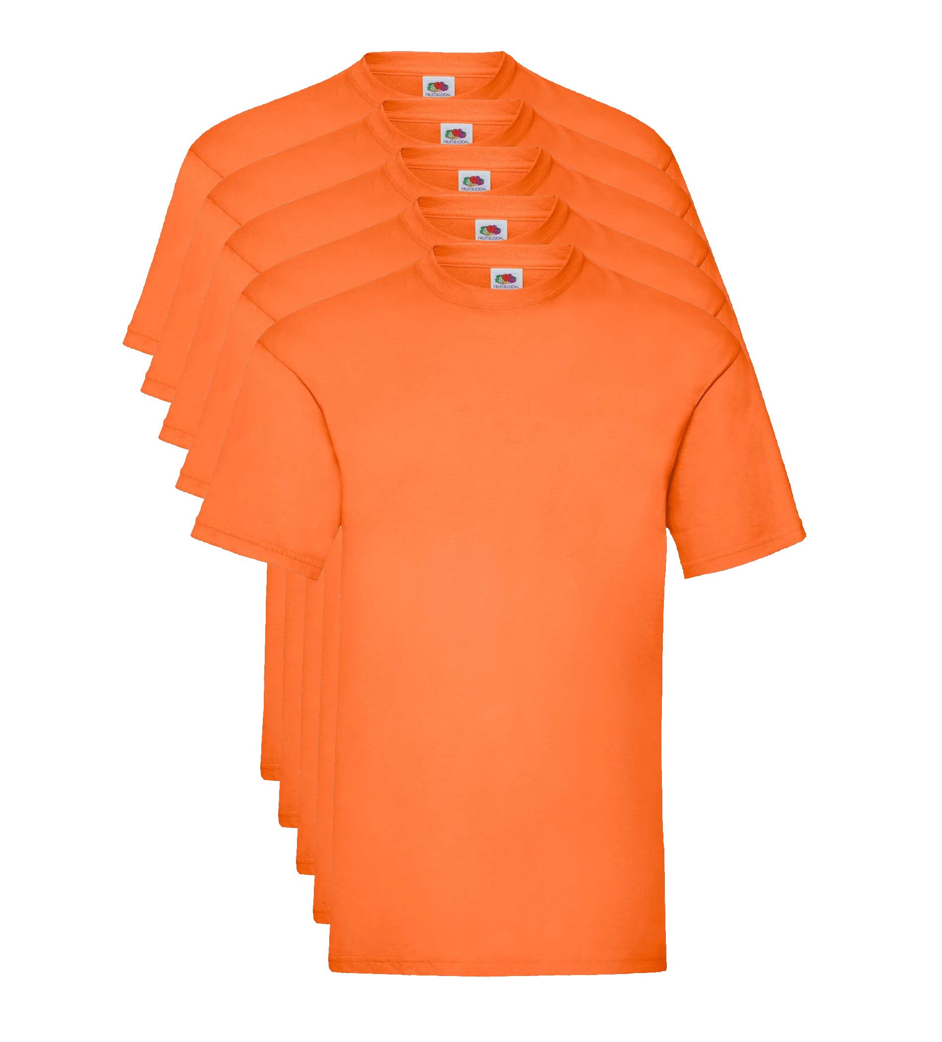 FRUIT OF THE LOOM Men's Valueweight 5 Pack T Shirt, Orange (Orange 44), XXL UK