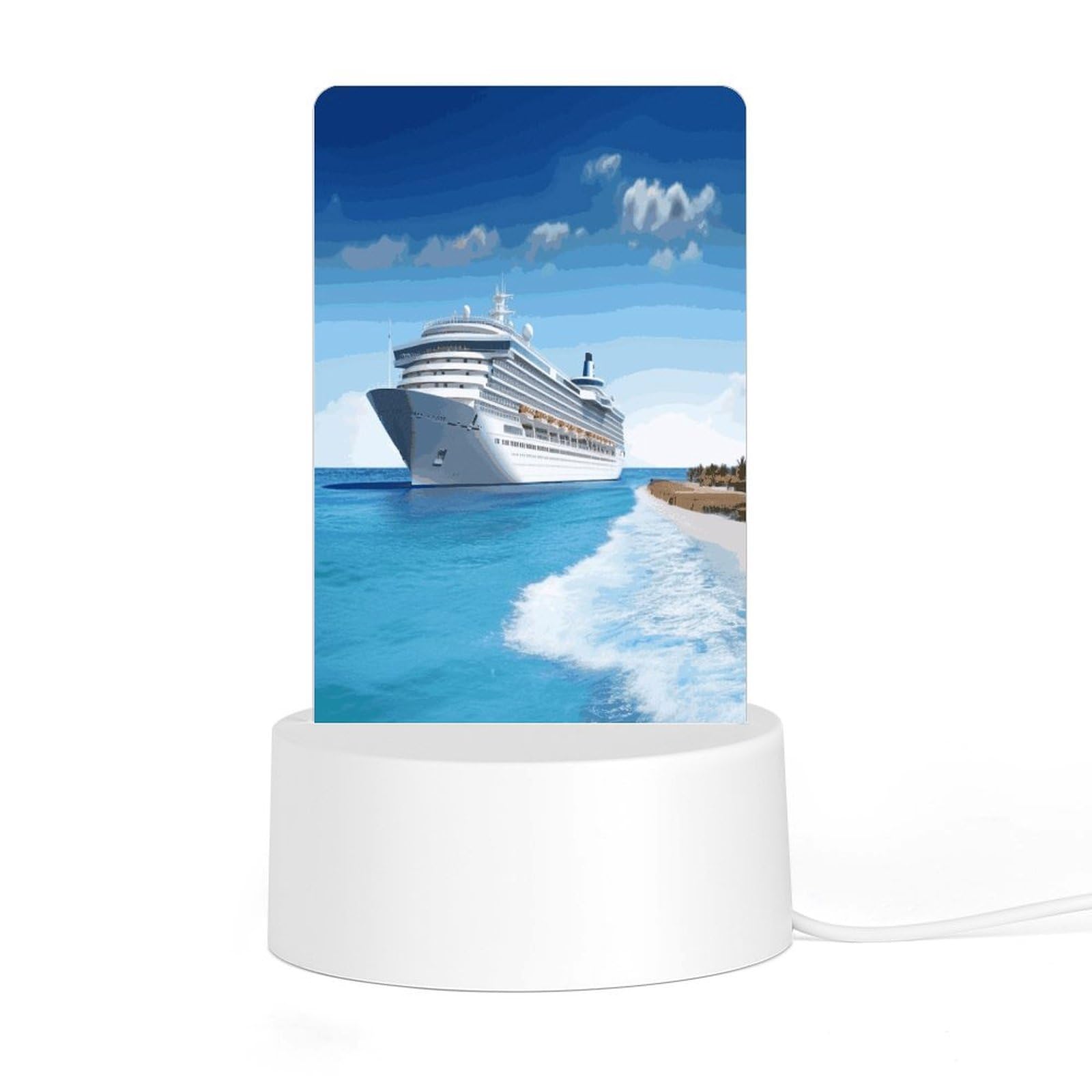 Adfgyerh Style Seaside Cruise Ship Night Light Acrylic Material Easy Installation, Home Decor Usb Interface Power Supply, Lamp For Restaurant Bar Cafe Room Decor