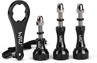 HSU Aluminum Thumbscrew Set + Wrench for Gopro Hero 12, 11, 10, 9, 8, 7, 6, 5, 4, 3, AKASO Campark and Other Action Cameras (Black,3Pcs)