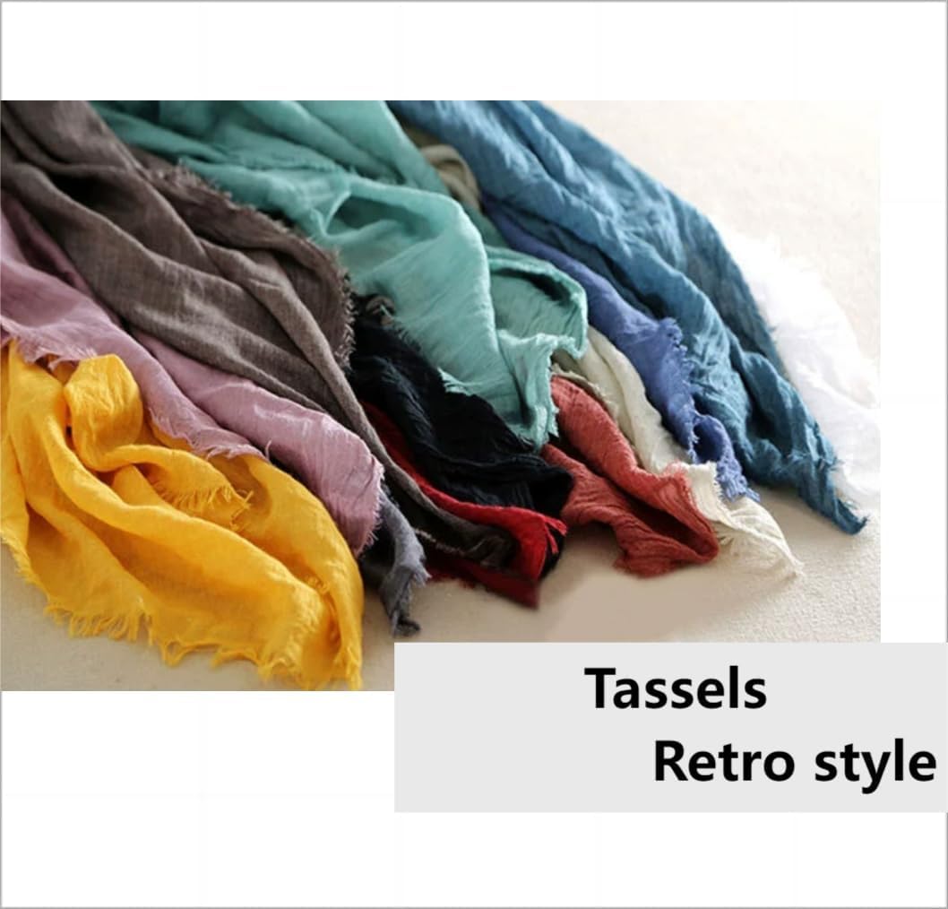 Cotton Blend Vintage Soft Scarf With Fringed Edges - Image 4