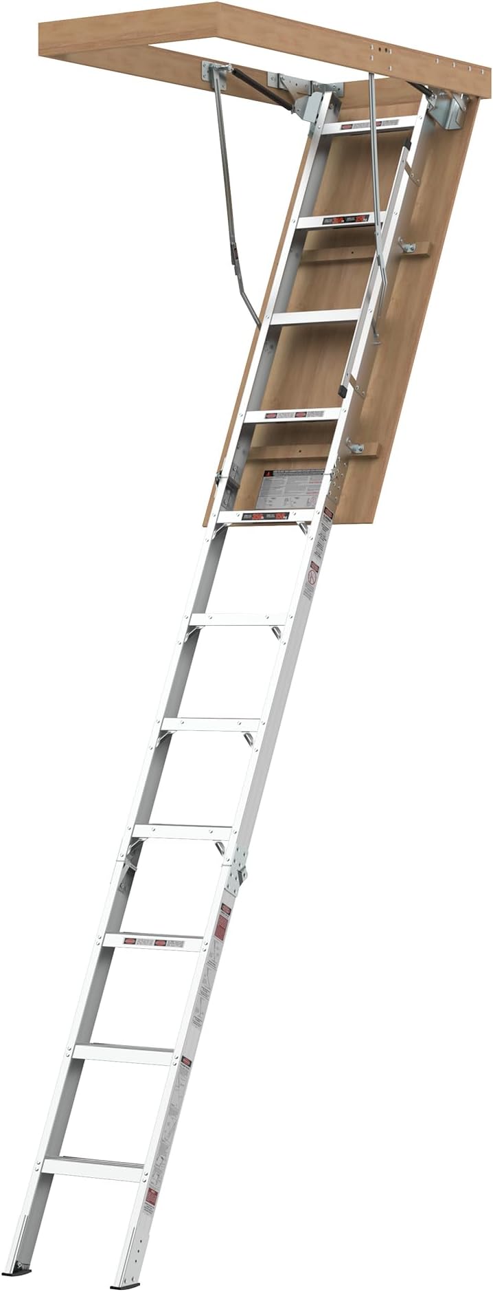Pull-Down Aluminum Attic Ladder with Custom Fit Insulation Cover,350lbs Capacity,Fits 22.5" x 54" Ceilings Opening, 7ft 8in to 10ft 3in Height, ANSI Standard, Energy Saving Attic Stairs Tent